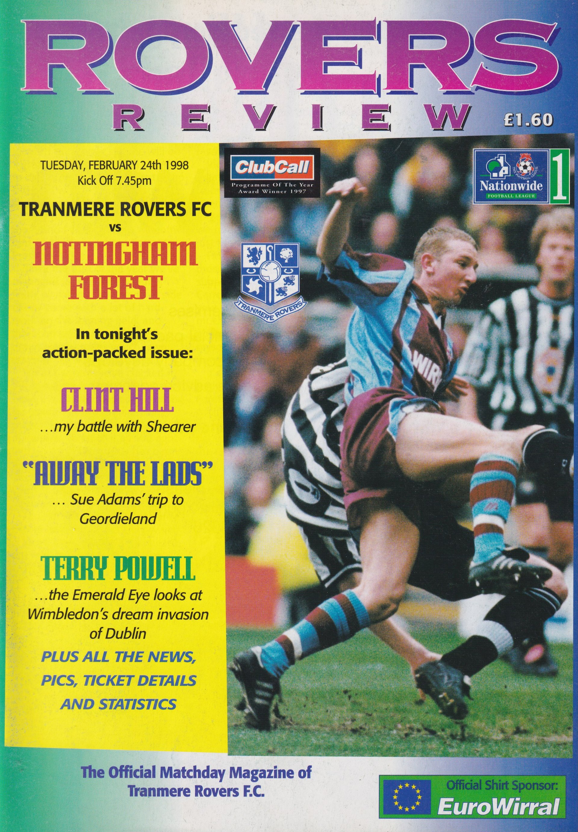 Tranmere Rovers v Nottingham Forest match programme
